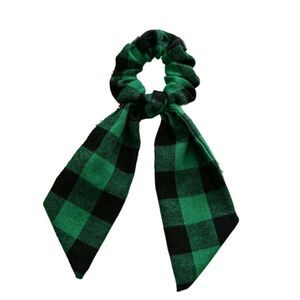 Green Plaid Hair Scarf Scrunchie